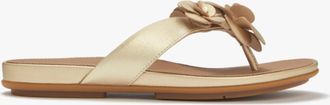 FitFlop Fitflop Gracie Flower Womens Toe-post Sandals Platino - Gold Leather - Size UK 4