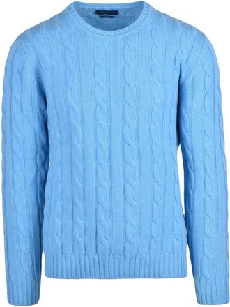 Daniele Fiesoli Intarsia Cable Knit Crewneck Pullover In Ultrafine Merino Wool