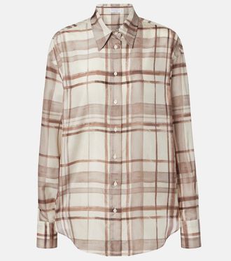 Brunello Cucinelli Camisa de seda a cuadros