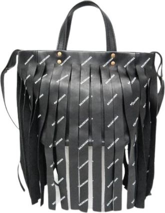 Balenciaga Pre-owned Laundry Cabas XS Fringe - Dames - Vintage Handtas - Zwart - ONE Size - Leer - Vintage