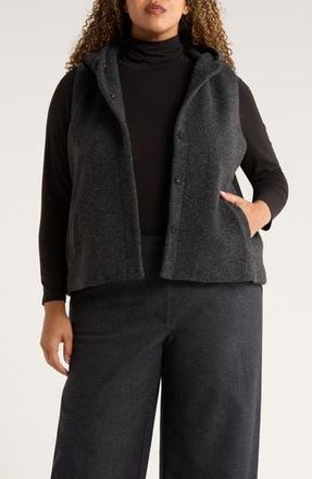 Eileen Fisher Wool Blend Hooded Vest in Charcoal at Nordstrom Rack, Size 1X