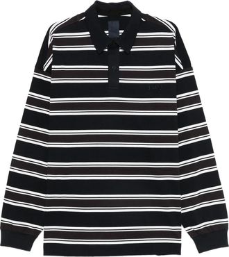 Juun.J Tops, Heren, Blauw, S, Katoen, Stripe Over Fit Polo Lange Mouw