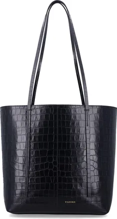 By Malene Birger Crocodile-Embossed Leather Tote Bag with Spacious Interior