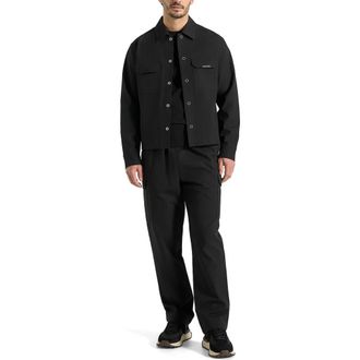 Mani&egrave;re De Voir Milo Textured Cargo Jacket in Black at Nordstrom, Size Xx-Large