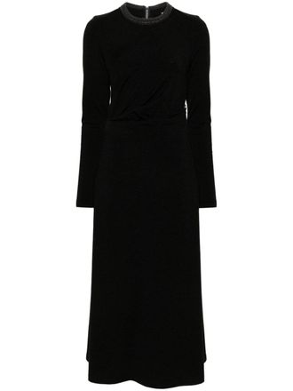 Brunello Cucinelli Abito lungo drappeggiato - Nero