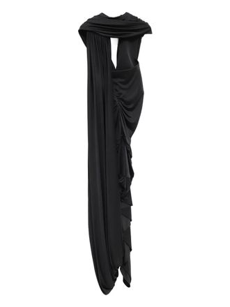 Loewe knotted-detail draped-design dress - women - Fabric - 36 - Black