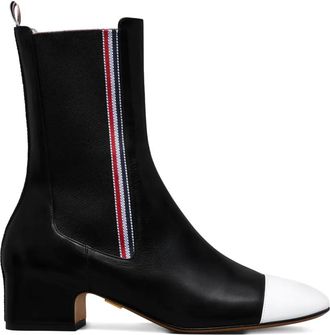 Thom Browne stripe-detail cap-toe chelsea boots - Black