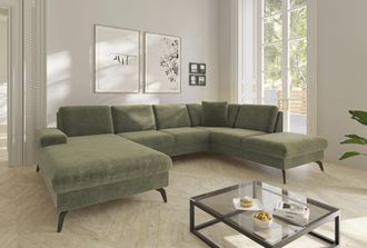 Sit&more Wohnlandschaft »Morris Jubi U-Form, B: 300 cm« mit Armteilfunktion & 1 Zierkissen, optional Bettfunktion