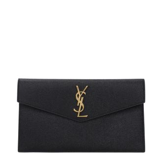 Saint Laurent Damens Pochette aus schwarzem Leder