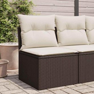 vidaXL Sedia Giardino Senza Braccioli con Cuscini Polyrattan Marrone - Vidaxl