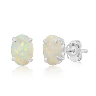 MAX + STONE 14k Yellow or White Gold 7x5mm Oval Stud Earrings with Push Backs