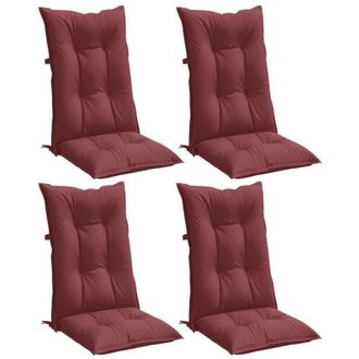 vidaXL Cojines Para Silla Respaldo Alto 4 Uds Tela Rojo Tinto Melange Vidaxl