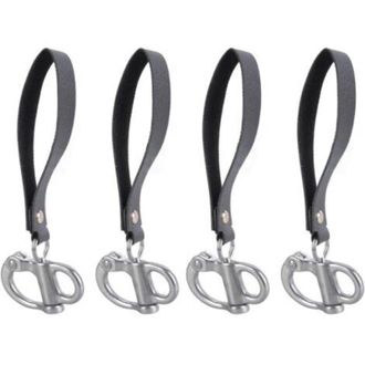 OEM Set Di 4 Cordini Da Arrampicata A Sgancio Rapido In Acciaio 316 Con Cinturini In Pelle - Per Un Fissaggio Stabile - Impugnatura In Pelle - Moschettone