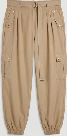 Karen Millen Womens Plus Size Cupro Utility Twill Woven Trouser - Tan Lyocell - Size 20 UK