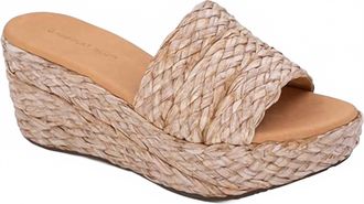 Chocolat Blu Womens Yunis Raffia Wedge Sandal In Natural