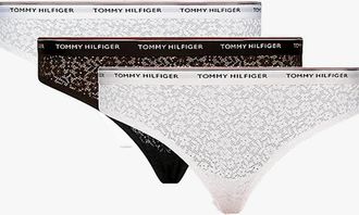 Tommy Hilfiger Womens Tommy Hilfiger BIKINI LACE 3 Pack Womens Briefs Black/White/Light Pink - Multi - Size: 14