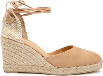 Castaner Carina 80 Suede Wedge Espadrilles - Tan - 8