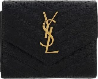 Saint Laurent Gewatteerde Matelass&eacute; Portemonnee - Dames - Portefeuilles - Zwart - ONE Size - Leer - Accessoires
