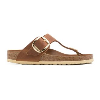 Birkenstock Gizeh Big Buckle Oiled Leather Unisex Toe Post Sandals - Cognac - Size:UK 4.5