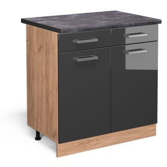 Vicco Mueble Bajo De Cocina R-line, Antracita Alto Brillo, 80 Cm, Et Antracita Vicco