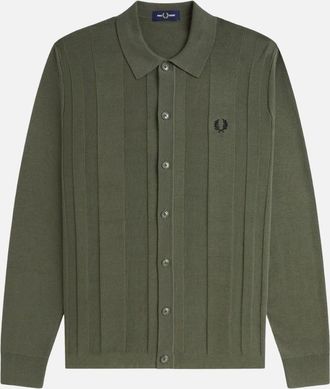Fred Perry Mens Fred Perry Button Through Knitted Shirt - Laurel Wreath Green - Size: Regular/36