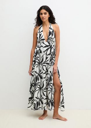 Marc O'Polo Neckholderkleid MARC OPOLO, Damen, Gr. XL (46), N-Gr, wei&szlig;er print, Obermaterial: 100% Viskose, lang, Neckholder, Kleider Neckholderkleid, mit Allover