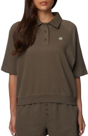 Good For Nothing Boxy-Fit Raglan Sweat Polo in Brown at Nordstrom, Size X-Small