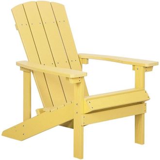 Beliani Beliani - Outdoor Lounger Chair Yellow Plastic Wood for Patio Yard Adirondack