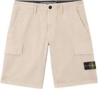 Stone Island Grijze Cargo Bermuda Shorts - Heren - Korte Broeken - Beige - W30 - Katoen - Korte Broeken
