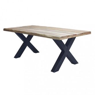 No Brand Tavolo rettangolare con piano in legno mango e struttura in metallo 200x100xH77 cm Conrad