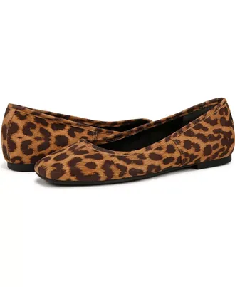 Vionic Orinda Ballet Flat Women Brown Leopard Print Suede Slip On ZOGG3858
