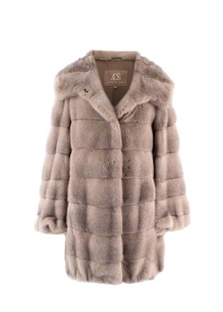 Bespoke Jos Beige Fine Quality Mink Hooded Fur Coat Size XS