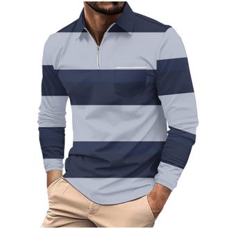 Generic Polo Shirts for Men Adult Long Sleeve Cotton Collared T Shirt Golf Polos Rugby Shirts Mens Fashion Casual Office Work Button Up Tops Blouses Designer 