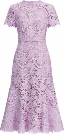 Self Portrait Lace Midi Jurk - Dames - Casual kleedjes - Paars - S - Leer - Kleedjes