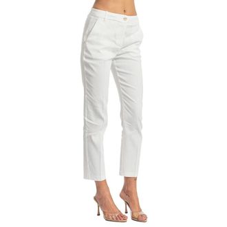 Pinko Slim-fit Trousers, female, White, Size: M Bello Pantalone Lino Stretch