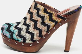 Missoni Multicolor Knit Fabric Platform Clogs