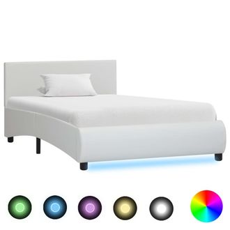vidaXL Vidaxl - Estructura De Cama Con Led Sin Colch&oacute;n Cuero Blanco 90x200 Cm