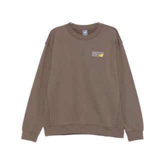 New Balance Sweatshirts, male, Brown, Size: L Crew Sweatshirt