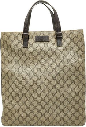 Gucci Beige Brown Pvc Leather Handbag Tote Bag (Pre-Owned)