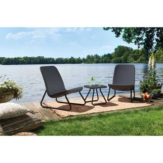 Keter Rio Patio Set Sal&oacute;n De Jard&iacute;n Grafito 3 Piezas