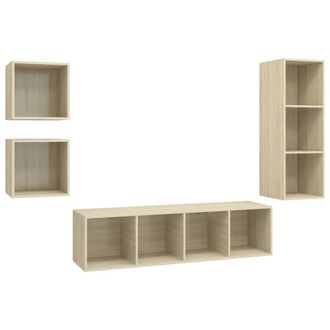 Berkfield Home 4 Piece TV Cabinet Set Sonoma Oak Engineered Wood in Light Oak