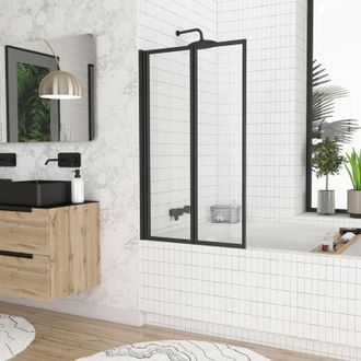 Aurlane Aurlane - Mampara De Ba&ntilde;era Pivotante 70x120cm - 2 Hojas Negro Mate - Duplo