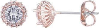 Adornia Adornia 14K Rose Gold Plated Cz Halo Stud Earrings