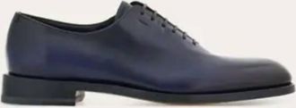 Ferragamo Mens Plain Toe Shoes In Blue- Black
