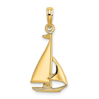 Diamond2Deal 10k Yellow Gold 2-D Polished Sailboat Charm