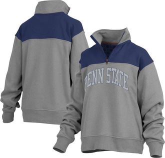 Pressbox Womens Pressbox Gray Penn State Nittany Lions Avon Fleece Quarter-Zip Jacket at Nordstrom, Size Small