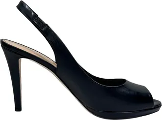 Sergio Rossi Sergio Rossi Peep-Toe Slingback Pumps in Zwart Leer