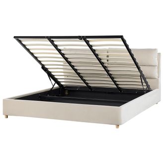 Beliani Beliani - Cama Con Somier De Terciopelo Beige Claro 180 X 200 Cm Almacenaje Batilly