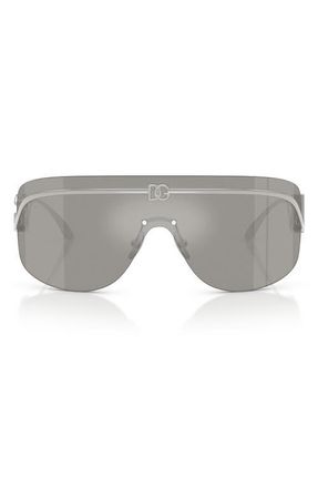 Dolce & Gabbana 140mm Pillow Shield Sunglasses in Silver/Grey Mirror Silver at Nordstrom