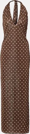 Os&eacute;ree Os&eacute;ree Lumi&egrave;re polka-dot halterneck maxi dress